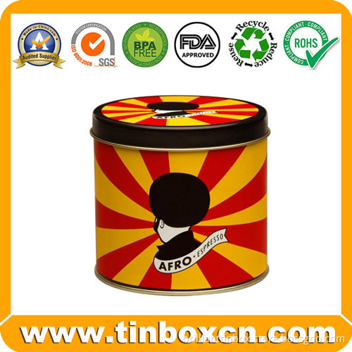 Round Tin Coffee Can with Airtight Lid, Coffee Tin Box